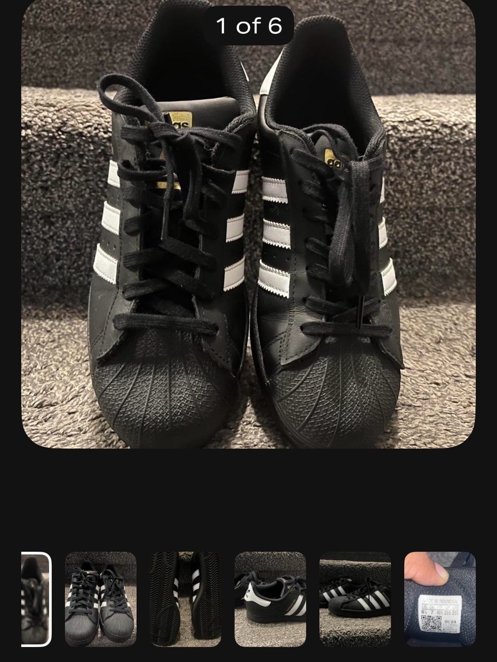 adidas Black and White Women's Shell-Toe Sneakers